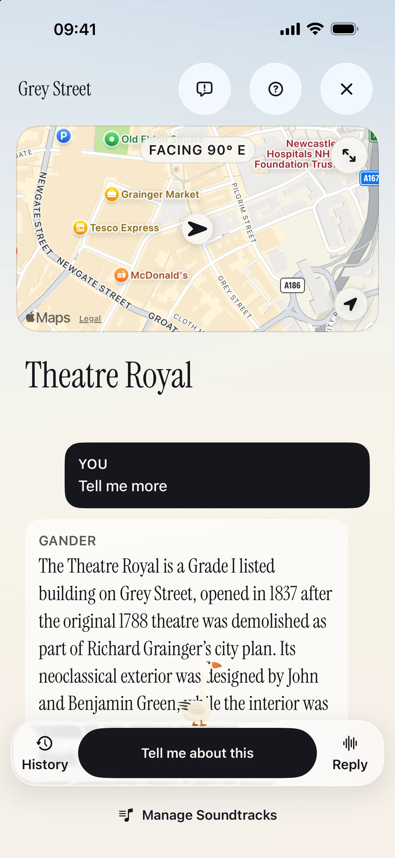 A Theatre Royal follow-up and Gander’s answer about the theatre’s history